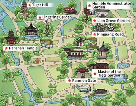 Resultado de imagen de suzhou gardens tourist map